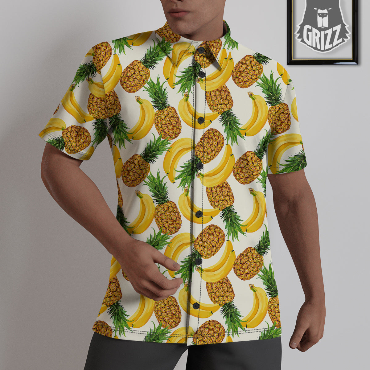 Pineapple Banana Print Pattern Untucked Shirts-grizzshop
