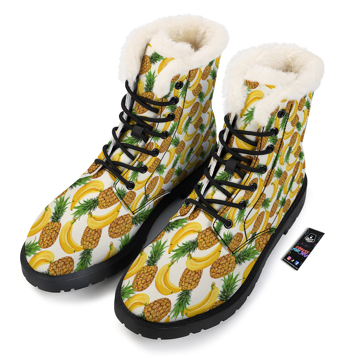 Pineapple Banana Print Pattern Winter Boots-grizzshop
