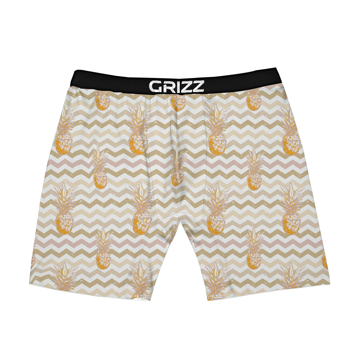 Pineapple Beige Zig Zag Print Pattern Boxer Briefs-grizzshop