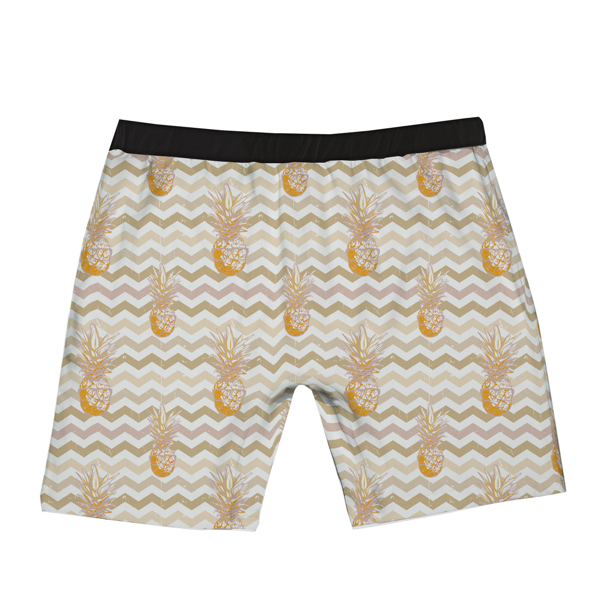 Pineapple Beige Zig Zag Print Pattern Boxer Briefs-grizzshop