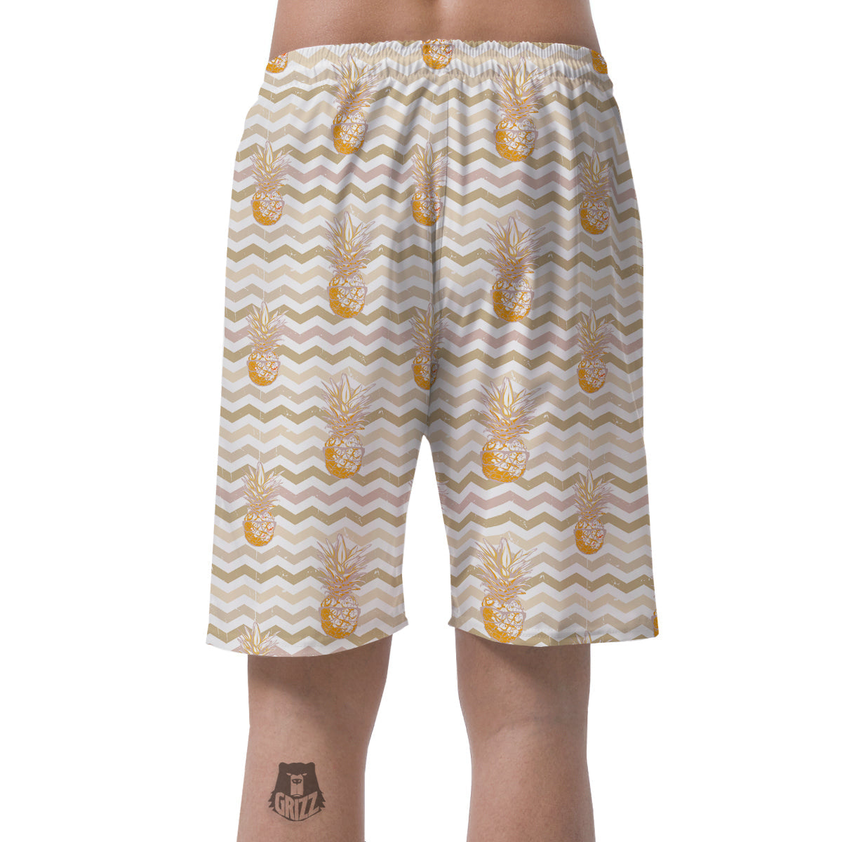 Pineapple Beige Zig Zag Print Pattern Men's Shorts-grizzshop