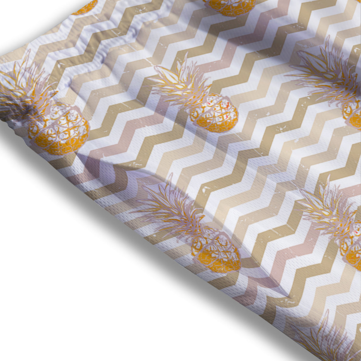 Pineapple Beige Zig Zag Print Pattern Mesh Shorts-grizzshop