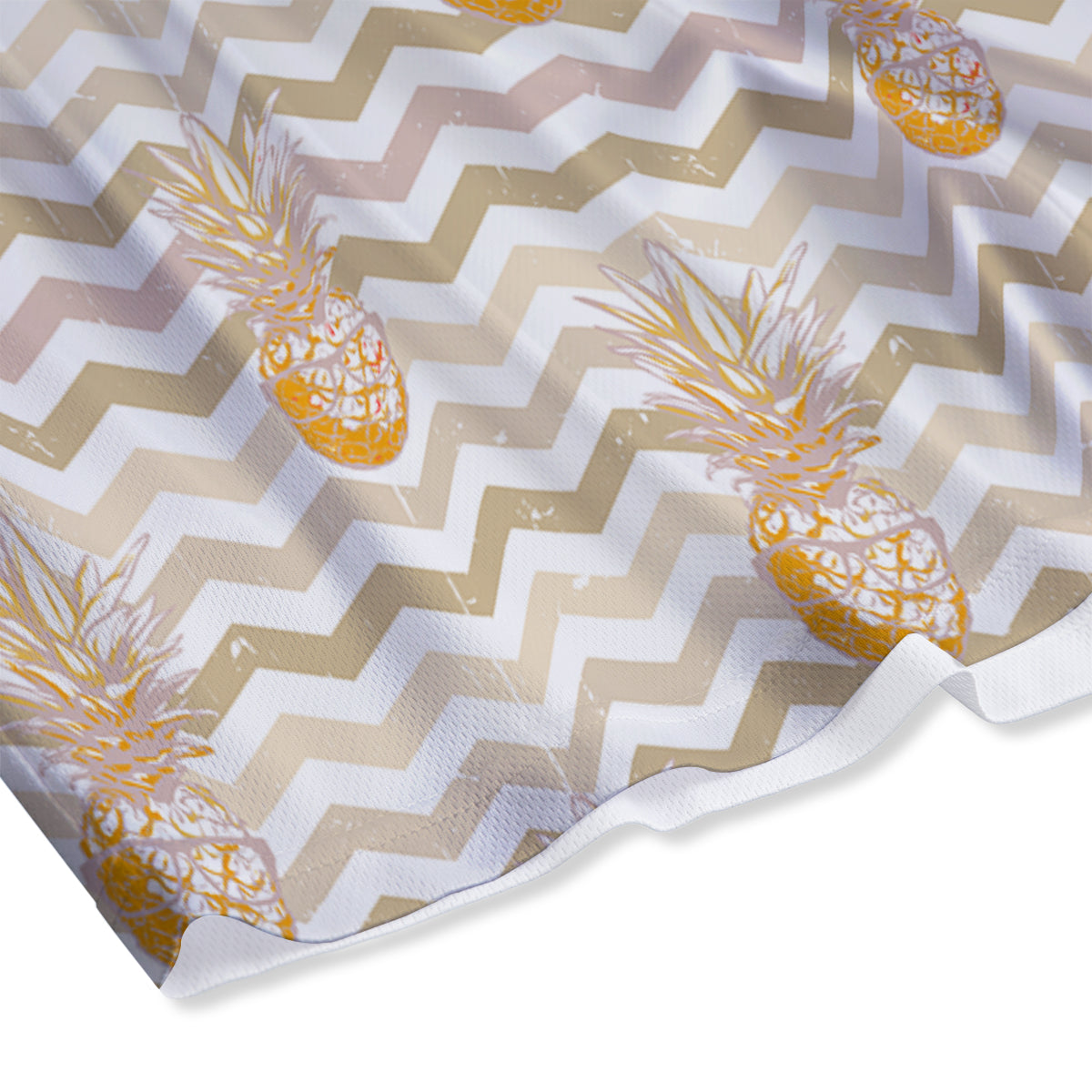 Pineapple Beige Zig Zag Print Pattern Mesh Shorts-grizzshop