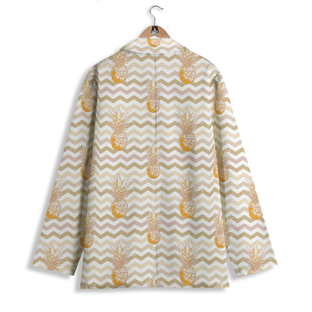 Pineapple Beige Zig Zag Print Pattern Women's Blazer-grizzshop