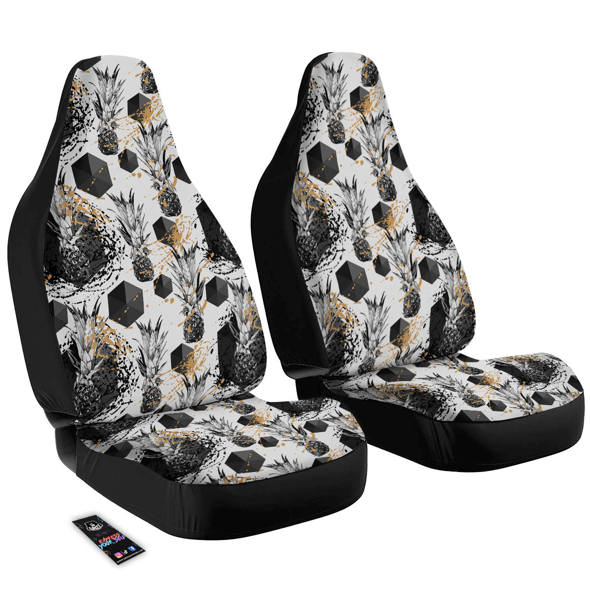 Pineapple Black Geometric Print Pattern Car Seat Covers-grizzshop