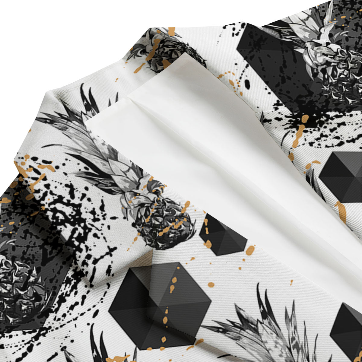 Pineapple Black Geometric Print Pattern Men's Blazer-grizzshop