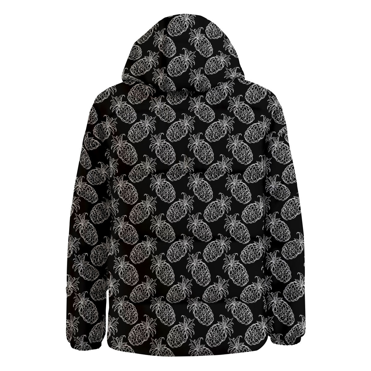 Pineapple Black Hawaiian Print Pattern Down Jacket-grizzshop