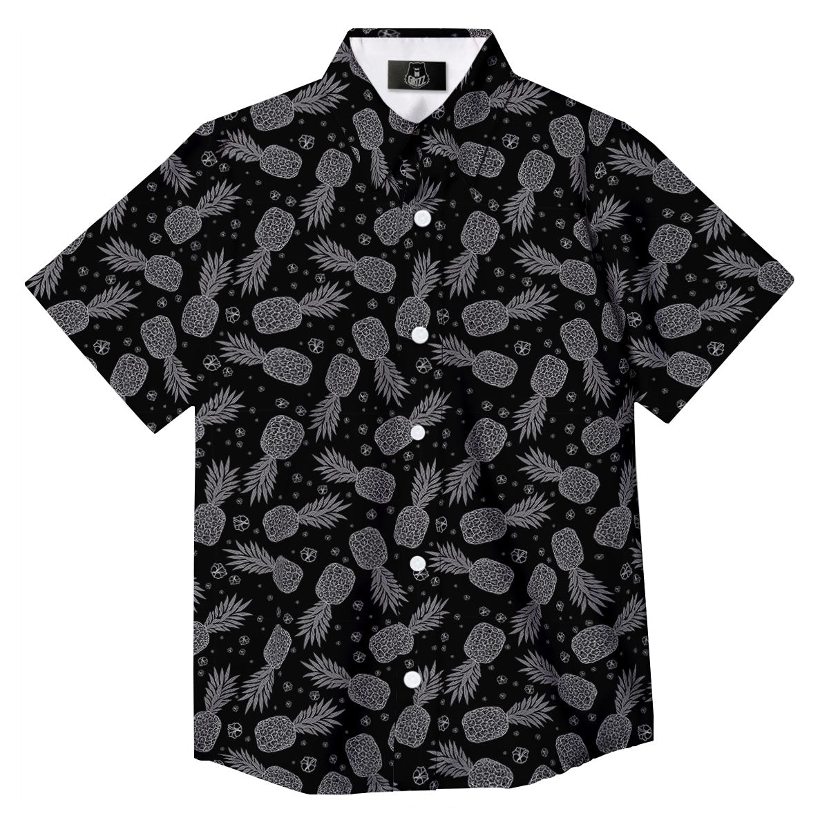 Pineapple Black Print Pattern Button Up Shirt-grizzshop
