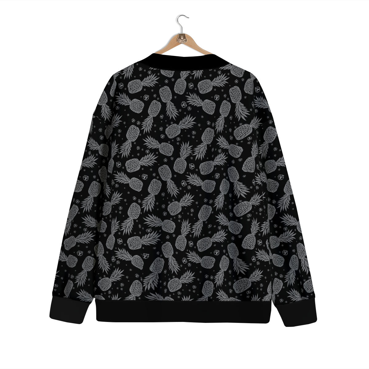 Pineapple Black Print Pattern Cardigan-grizzshop