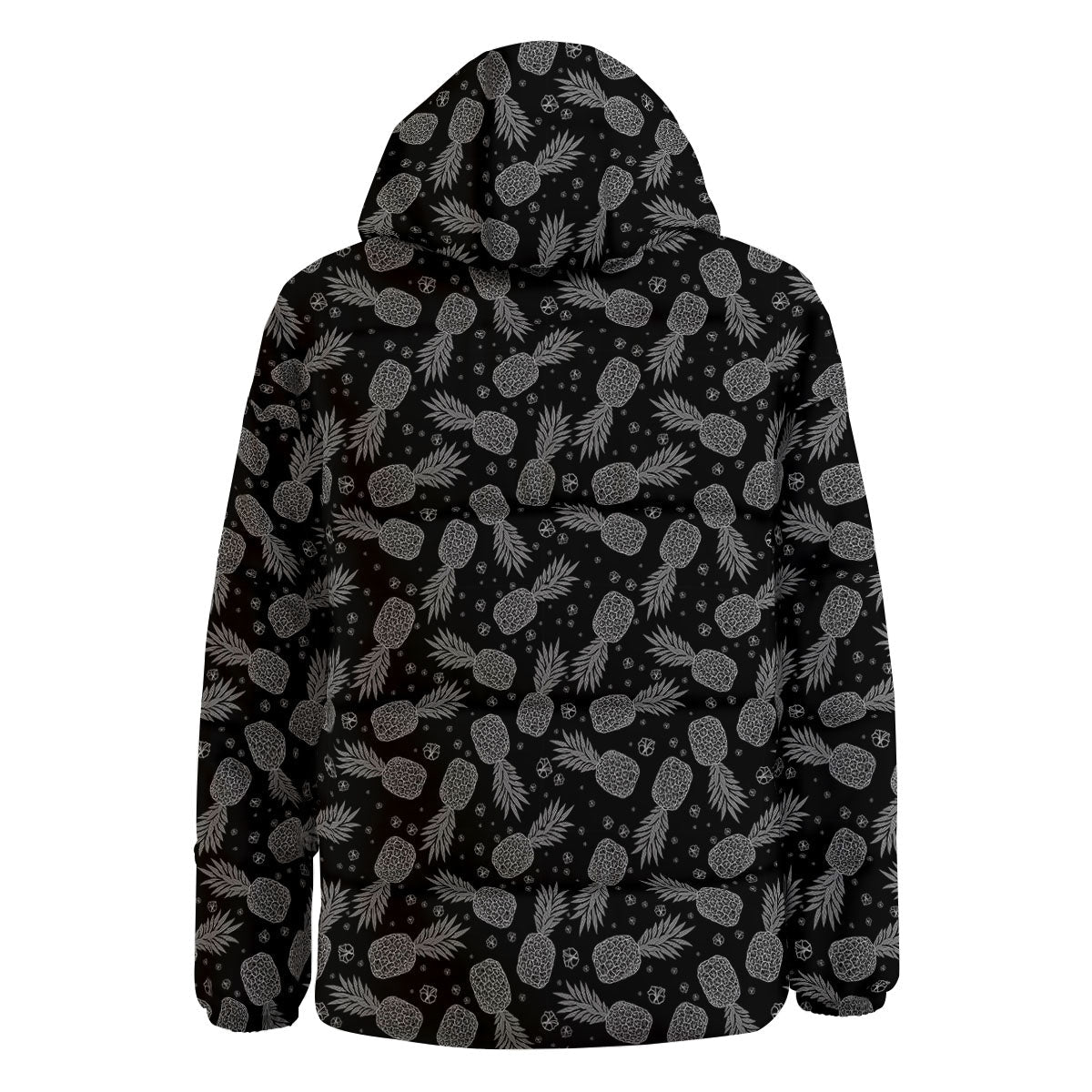 Pineapple Black Print Pattern Down Jacket-grizzshop