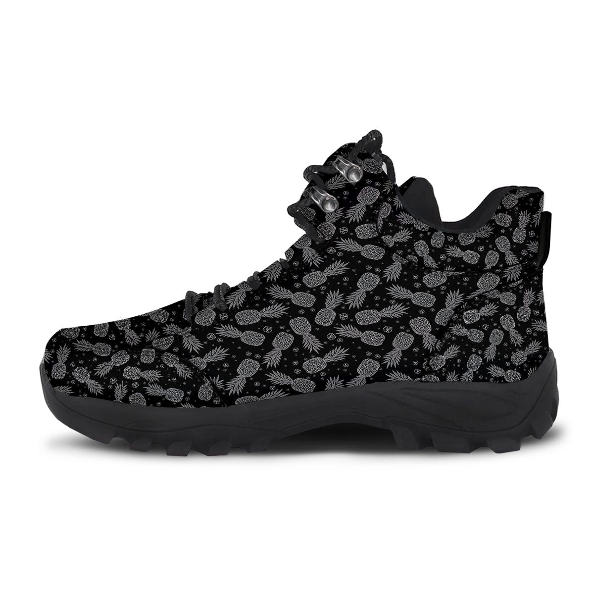 Pineapple Black Print Pattern Hiking Shoes-grizzshop