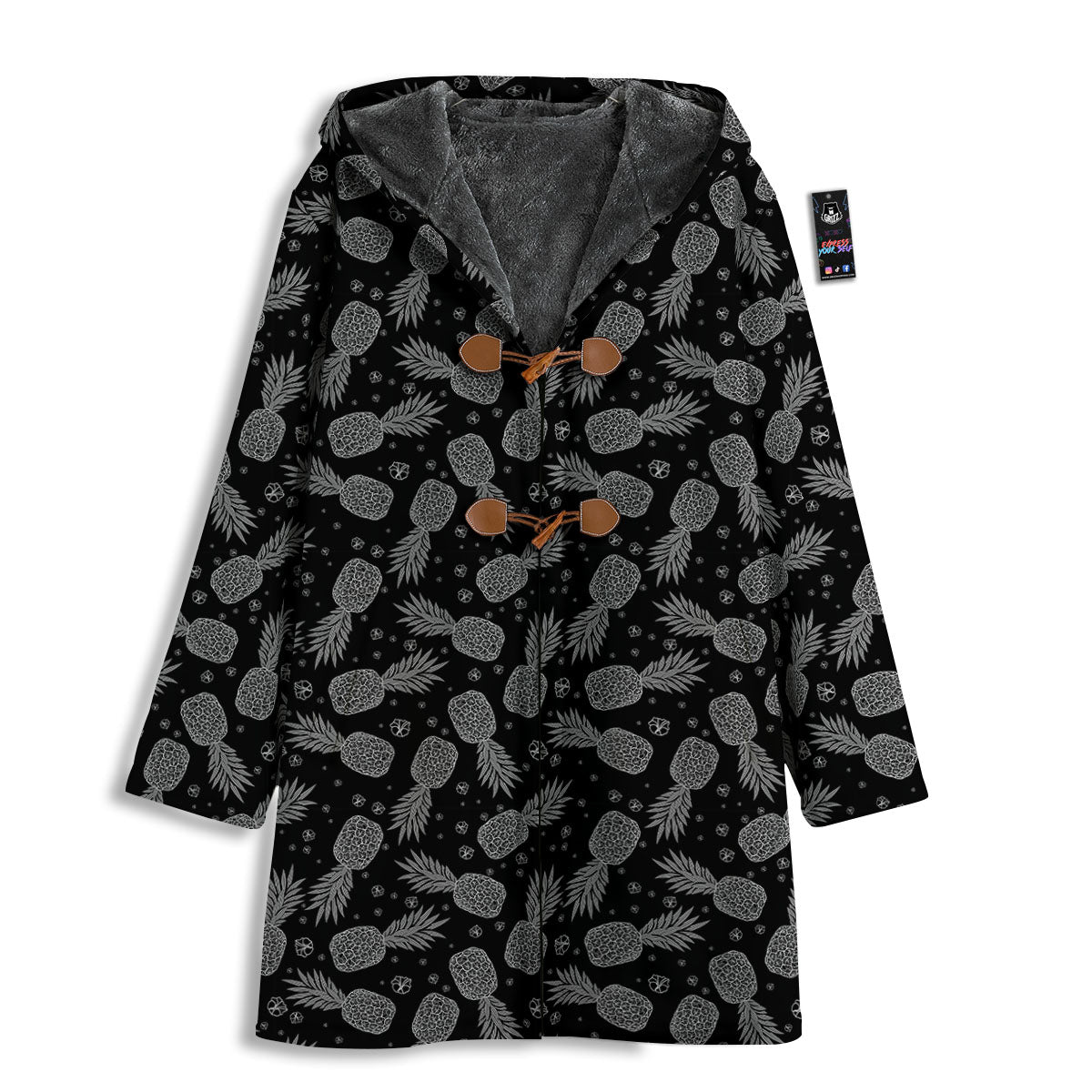 Pineapple Black Print Pattern Men's Windbreaker Jacket-grizzshop