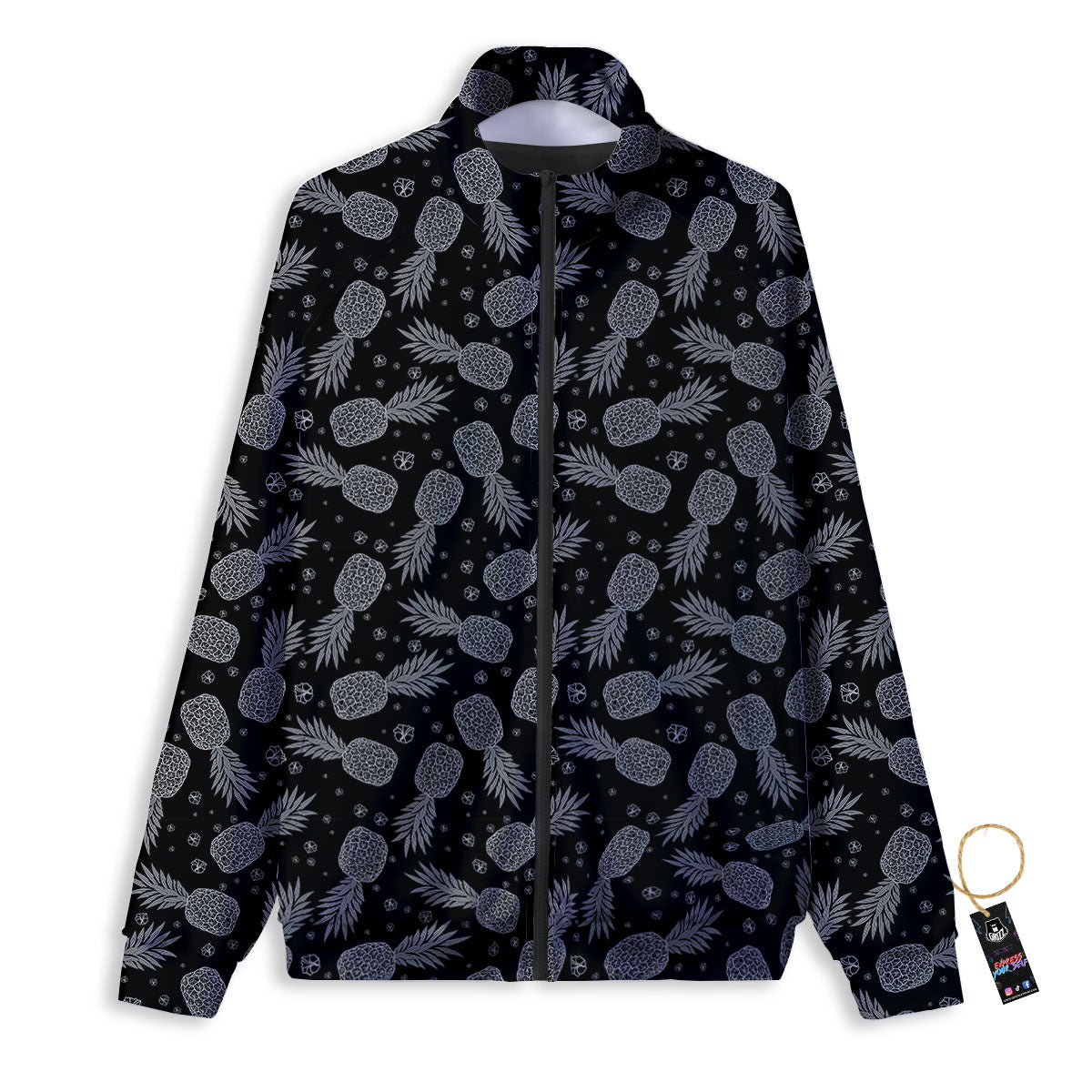 Pineapple Black Print Pattern Track Jacket-grizzshop