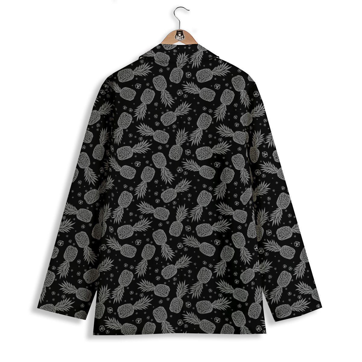 Pineapple Black Print Pattern Women's Blazer-grizzshop