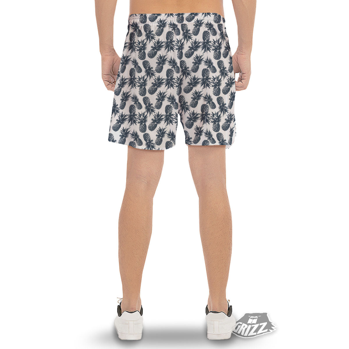 Pineapple Black Tropical Print Pattern Men's Gym Shorts-grizzshop