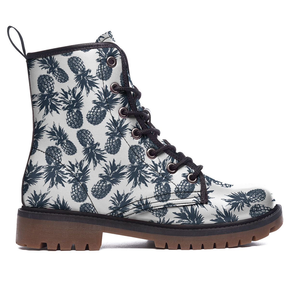 Pineapple Black Tropical Print Pattern Work Boots-grizzshop