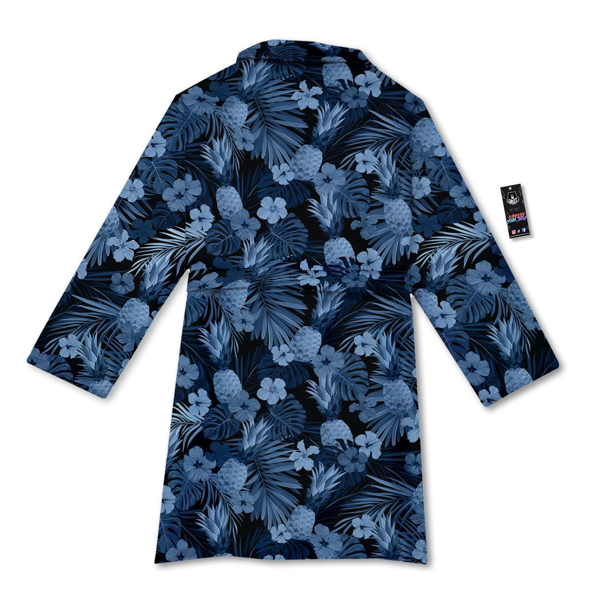 Pineapple Blue Aloha Print Pattern Bathrobe-grizzshop