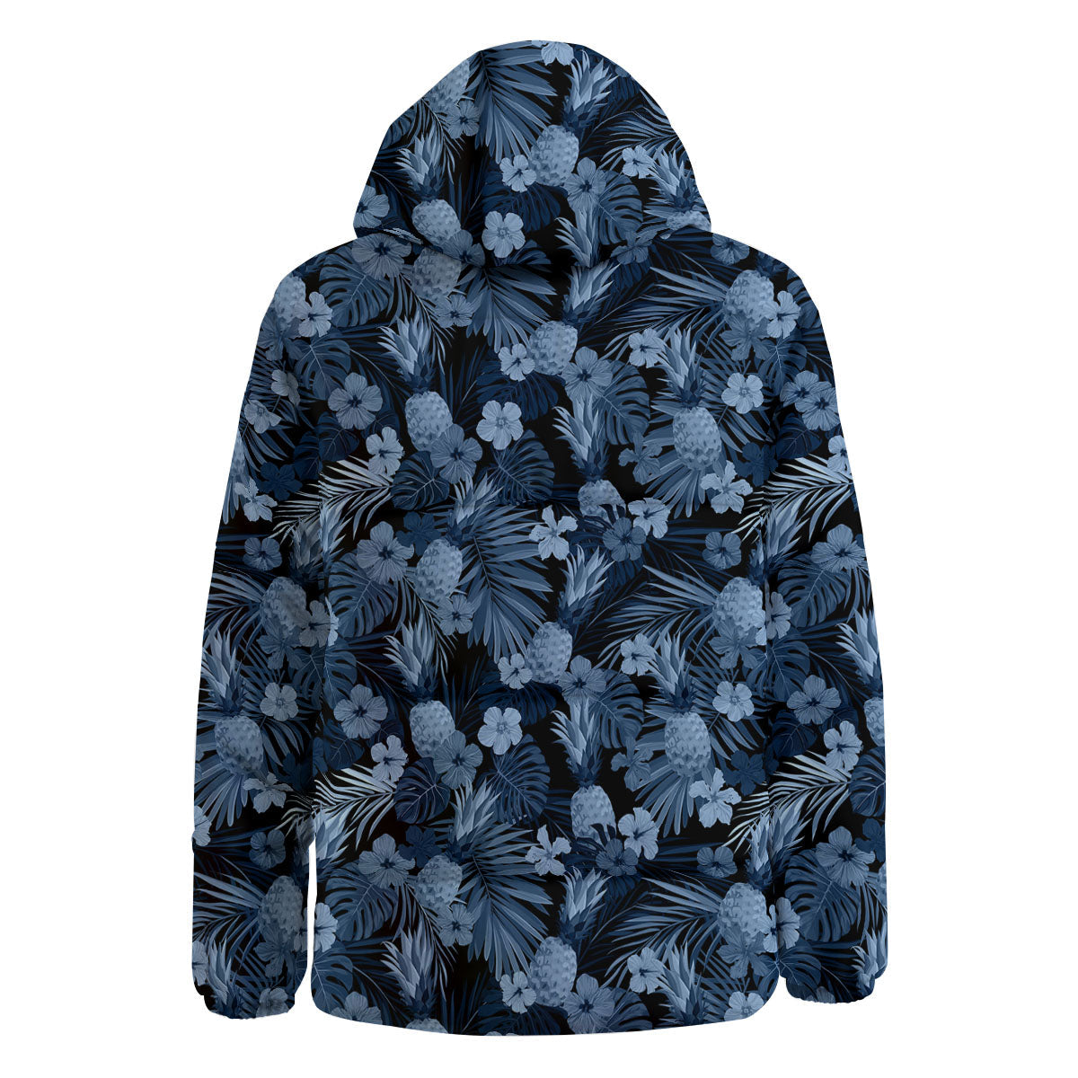 Pineapple Blue Aloha Print Pattern Down Jacket-grizzshop
