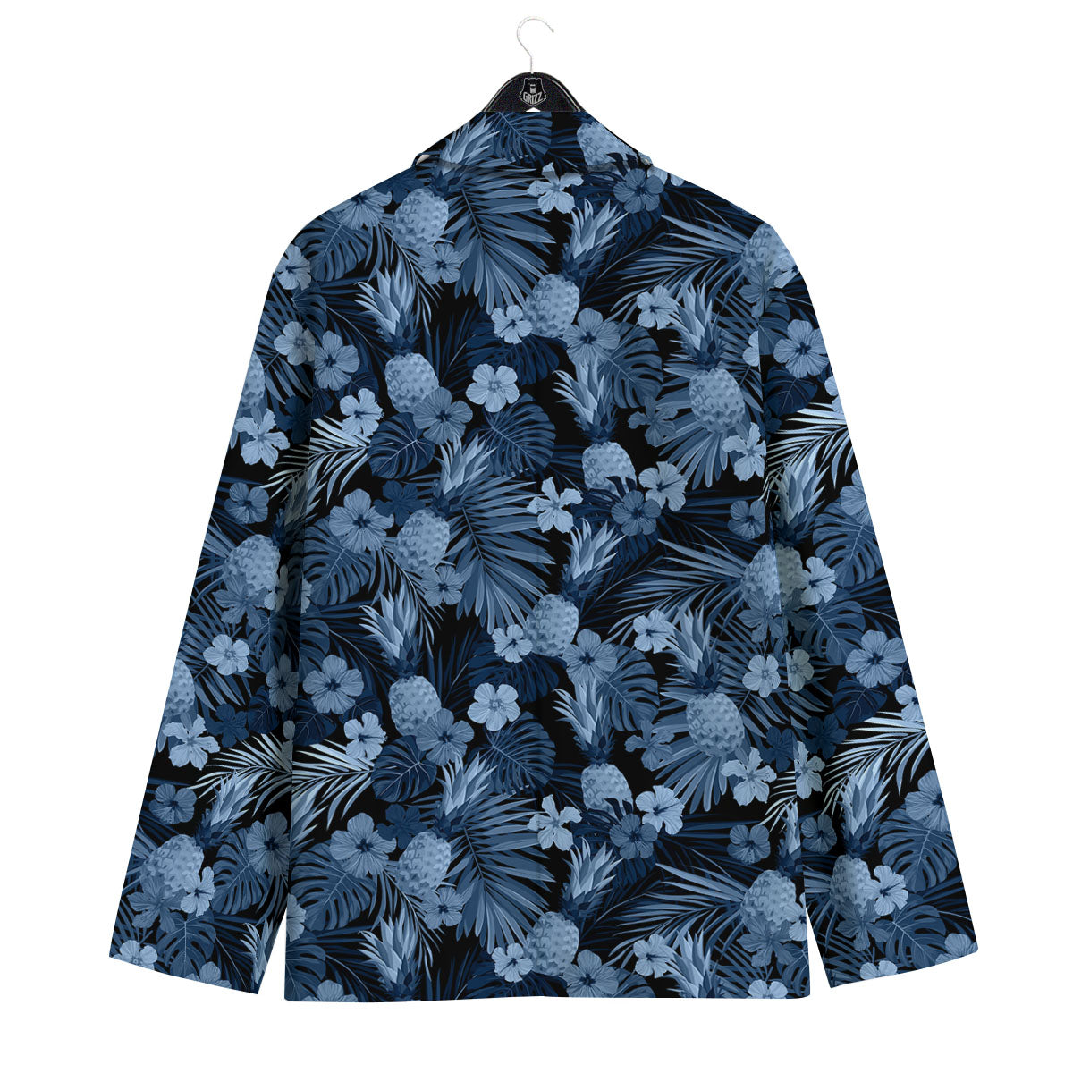 Pineapple Blue Aloha Print Pattern Men's Sport Coat-grizzshop