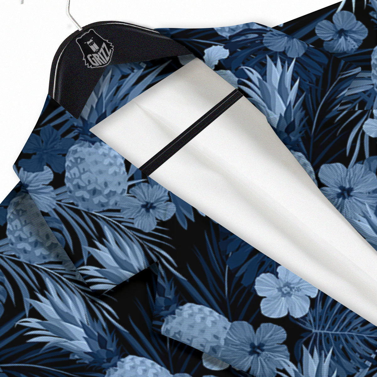 Pineapple Blue Aloha Print Pattern Men's Sport Coat-grizzshop