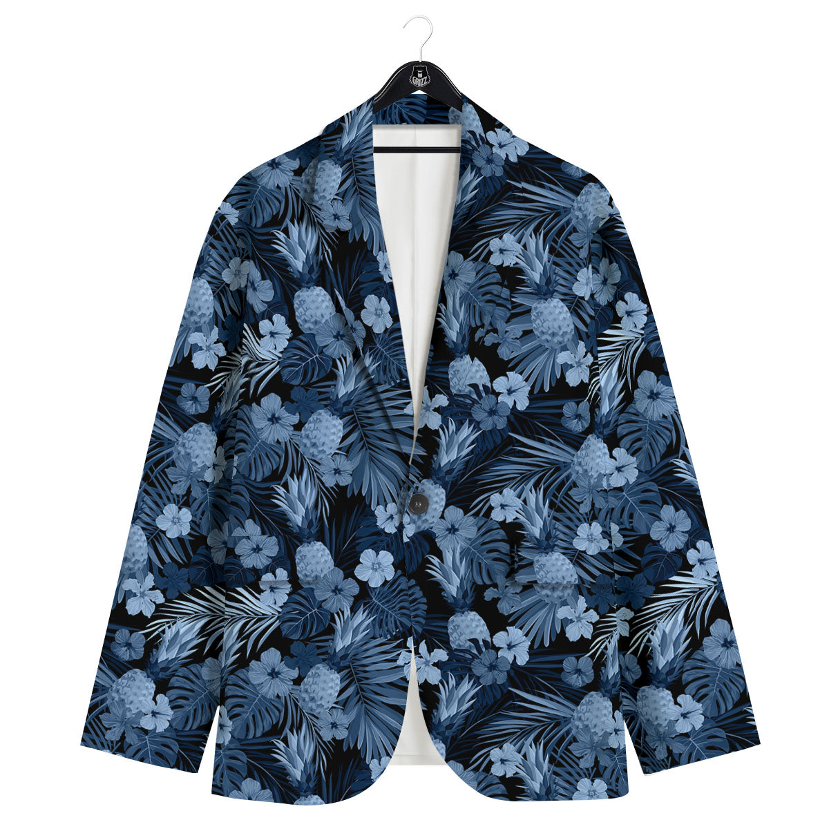 Pineapple Blue Aloha Print Pattern Men's Sport Coat-grizzshop