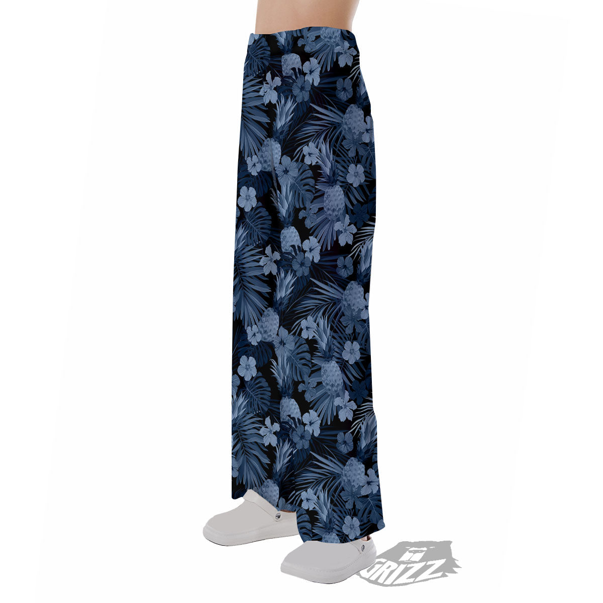 Pineapple Blue Aloha Print Pattern Pajama Pants-grizzshop