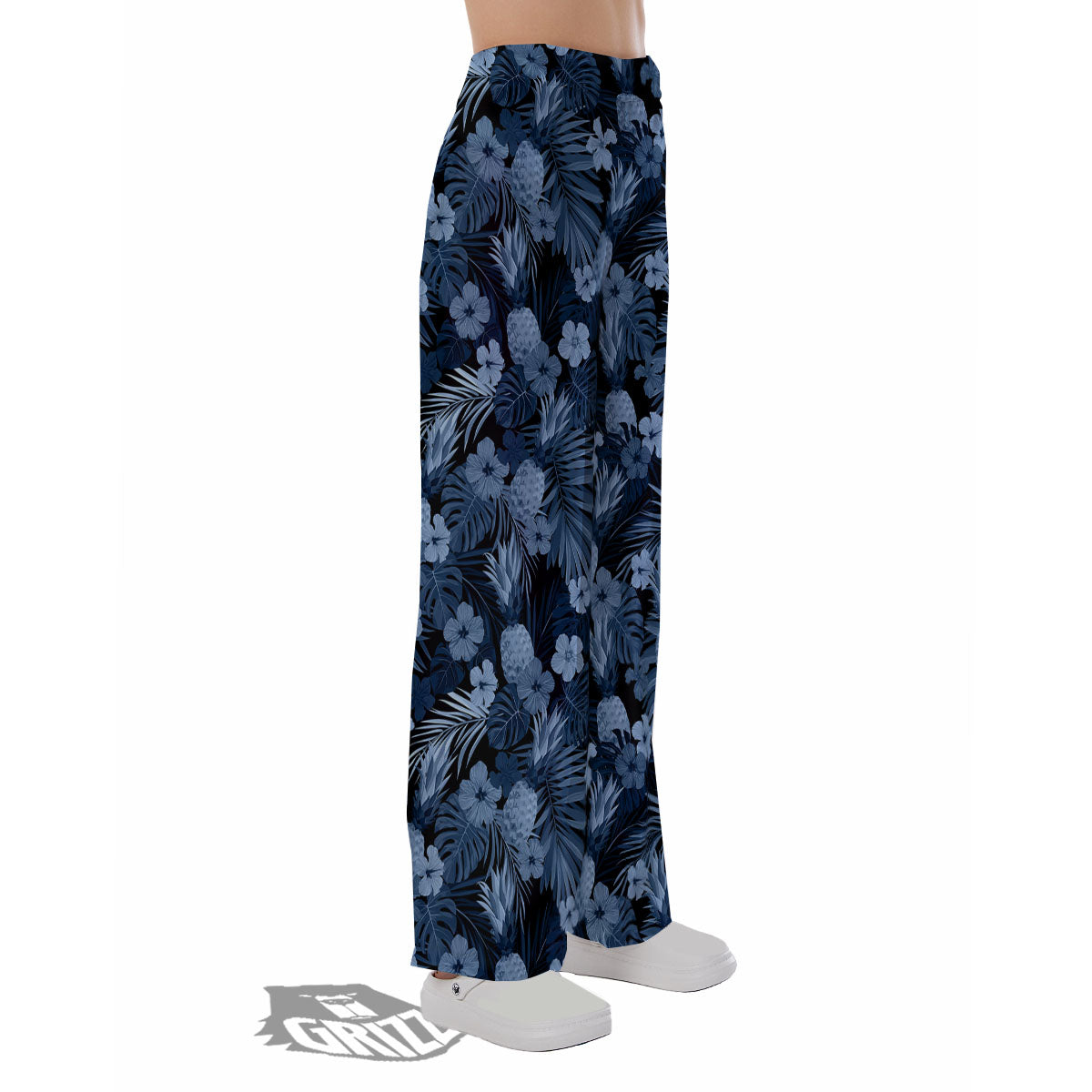Pineapple Blue Aloha Print Pattern Pajama Pants-grizzshop