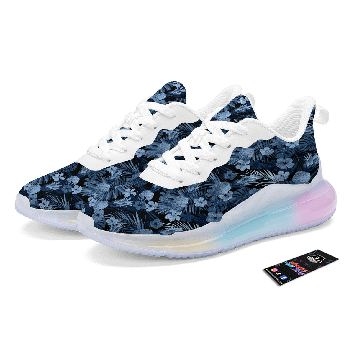 Pineapple Blue Aloha Print Pattern Running Sneakers-grizzshop