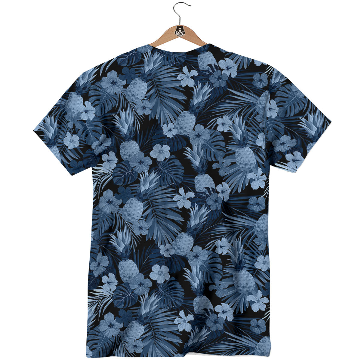 Pineapple Blue Aloha Print Pattern T-Shirt-grizzshop