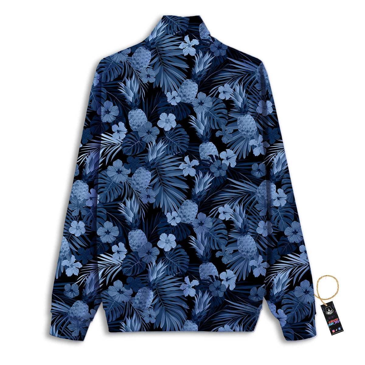 Pineapple Blue Aloha Print Pattern Track Jacket-grizzshop