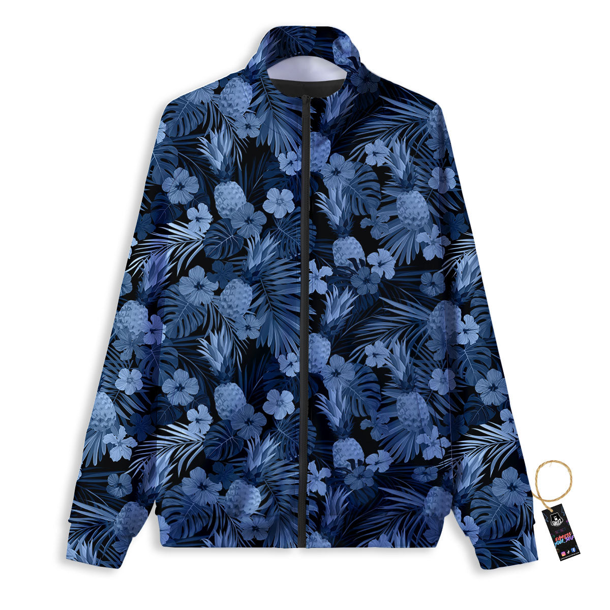 Pineapple Blue Aloha Print Pattern Track Jacket-grizzshop