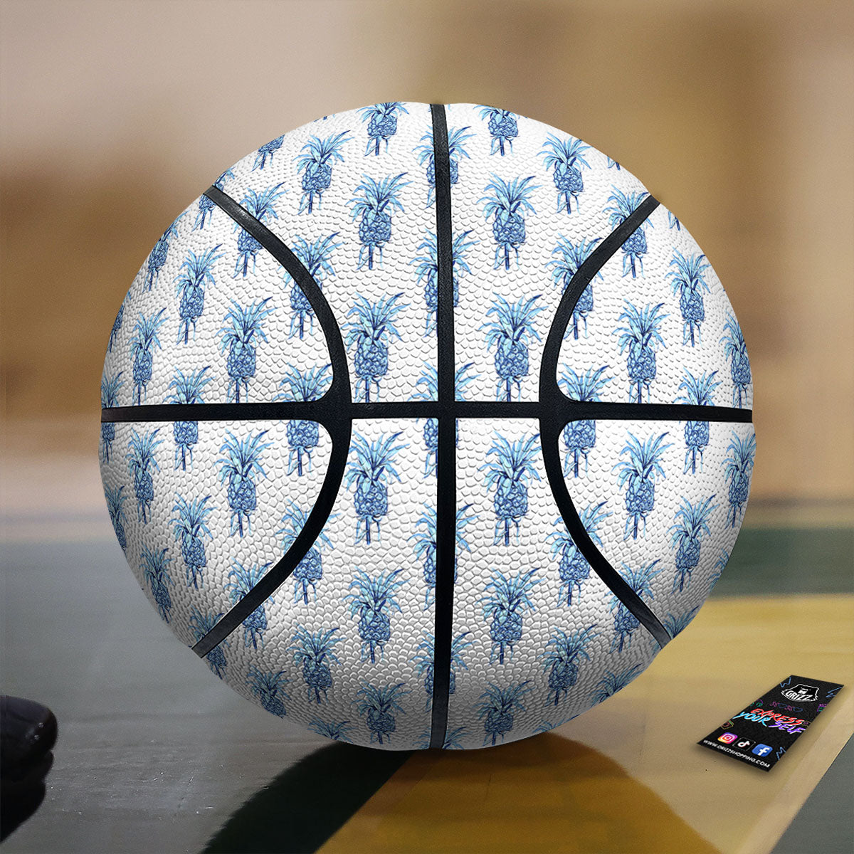 Pineapple Blue Leaf Print Pattern Basketball-grizzshop