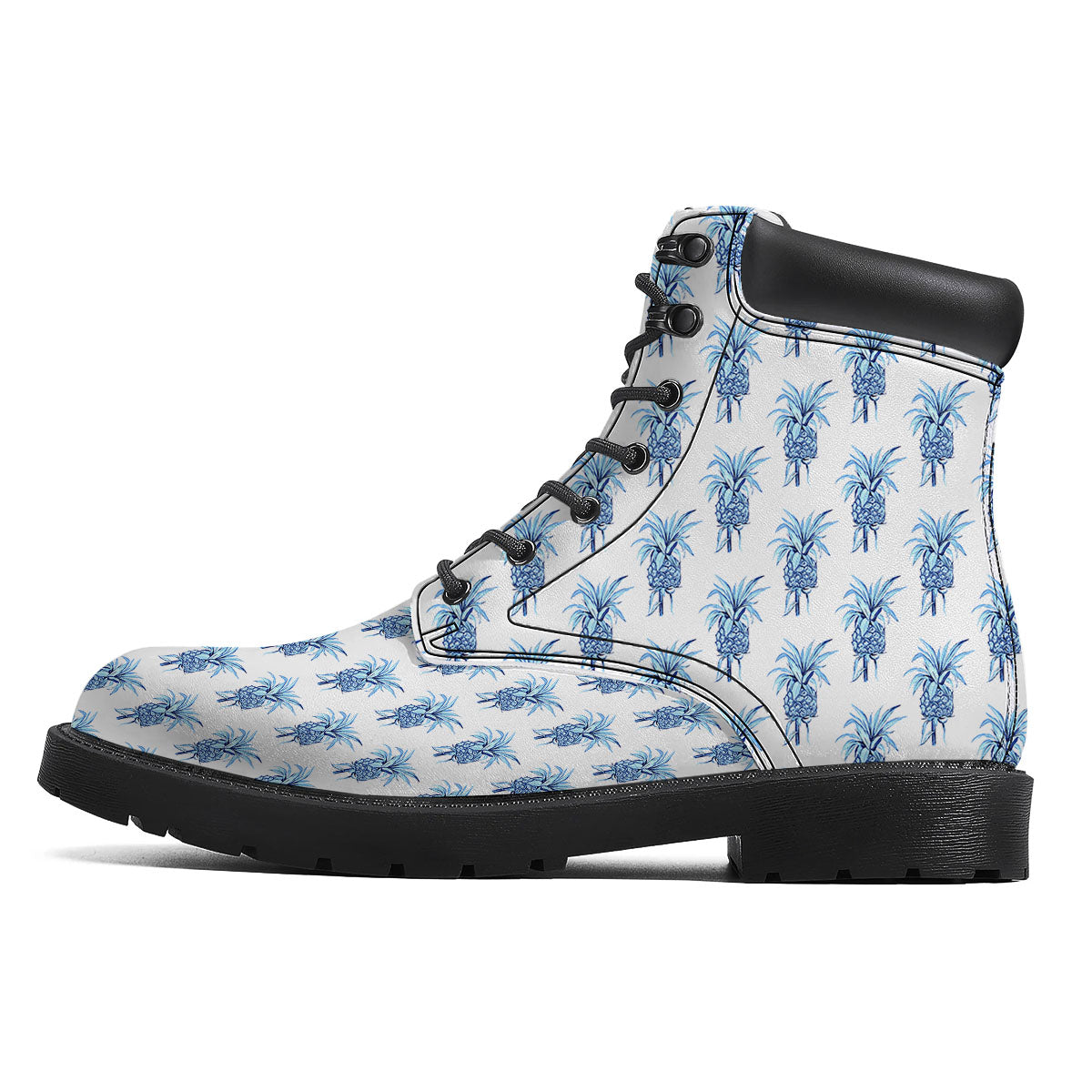 Pineapple Blue Leaf Print Pattern Boots-grizzshop