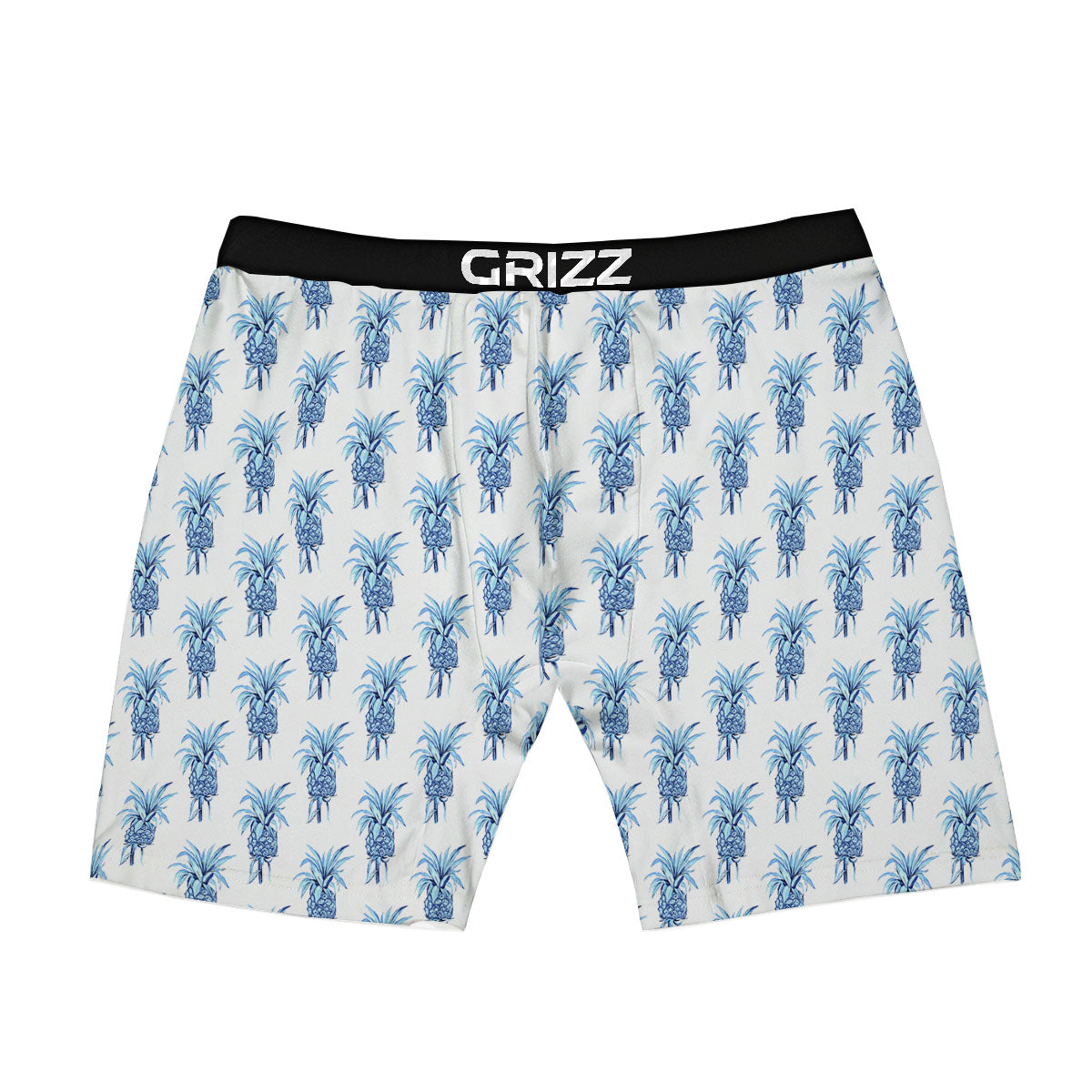 Pineapple Blue Leaf Print Pattern Boxer Briefs-grizzshop