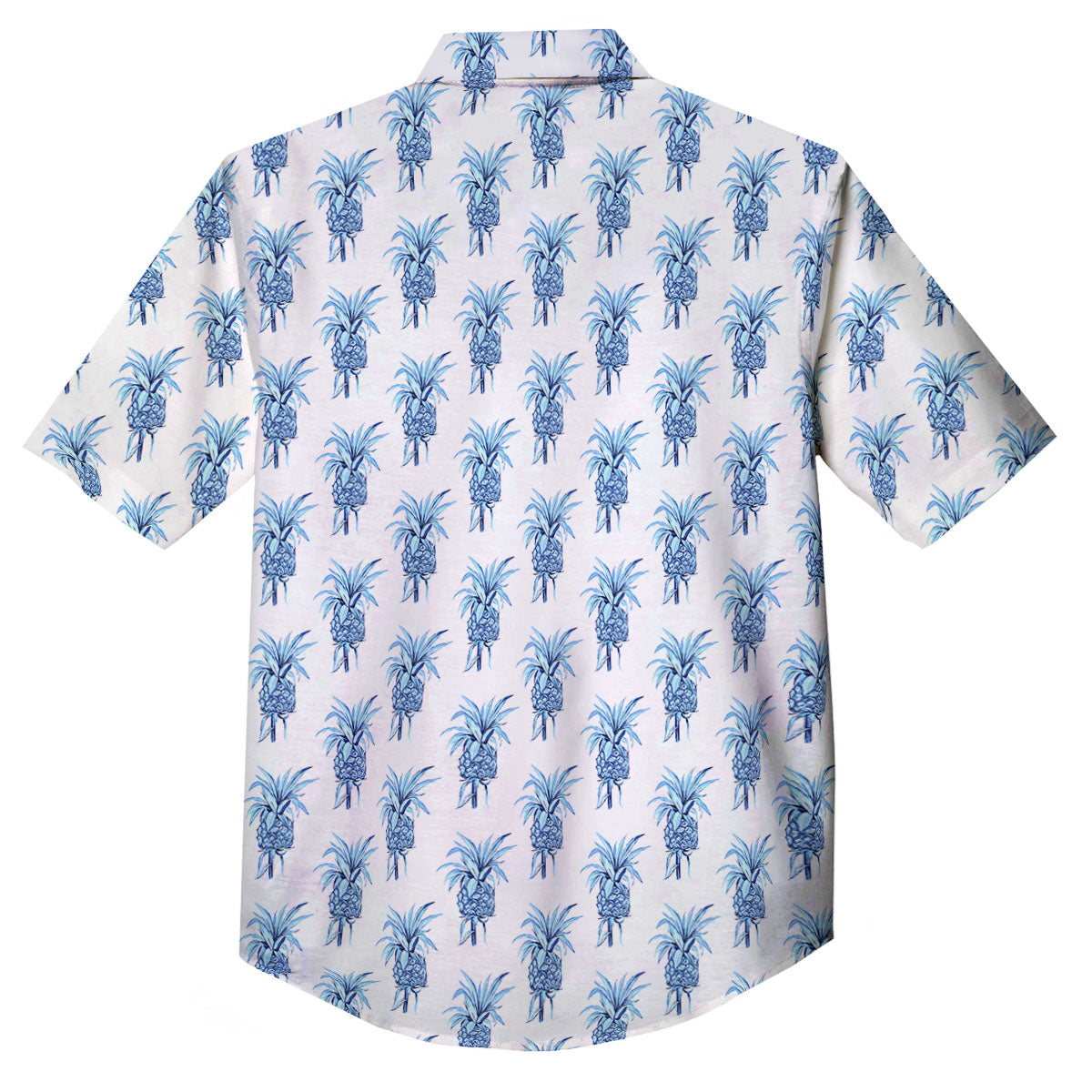 Pineapple Blue Leaf Print Pattern Button Up Shirt-grizzshop