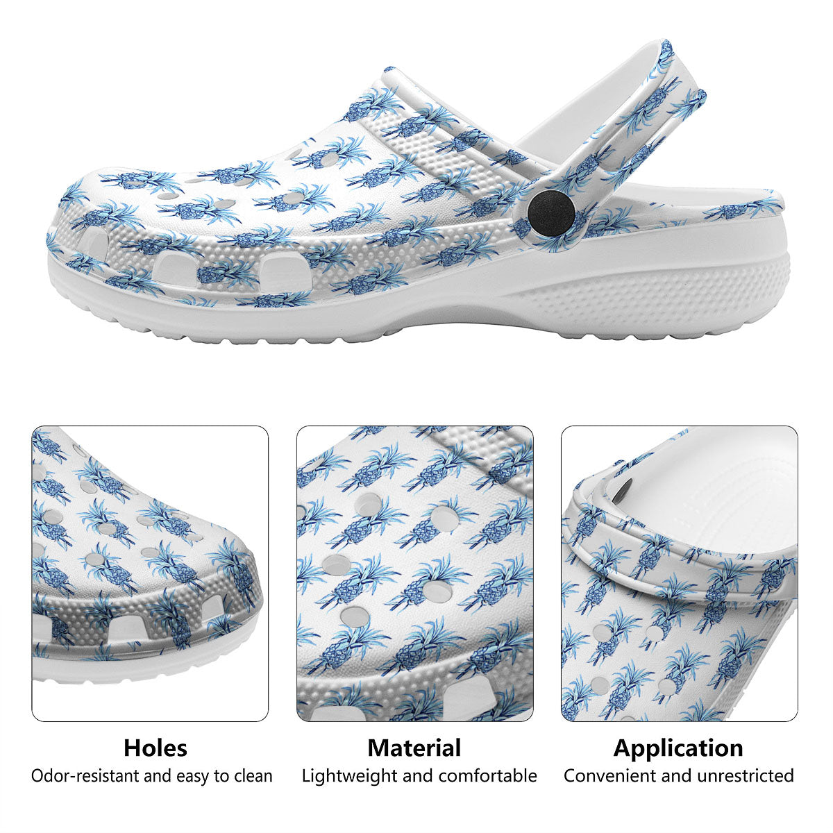 Pineapple Blue Leaf Print Pattern Clog-grizzshop