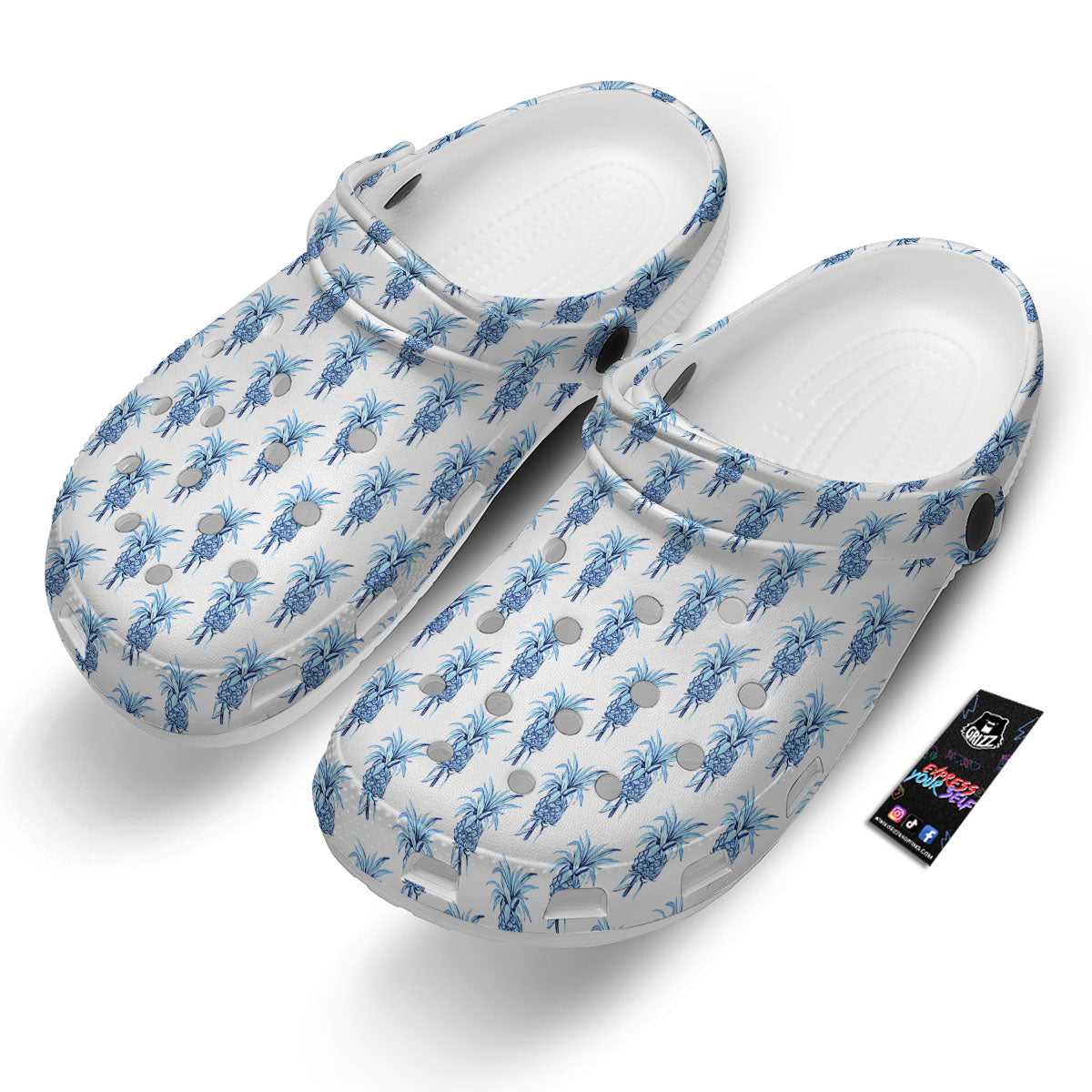 Pineapple Blue Leaf Print Pattern Clog-grizzshop