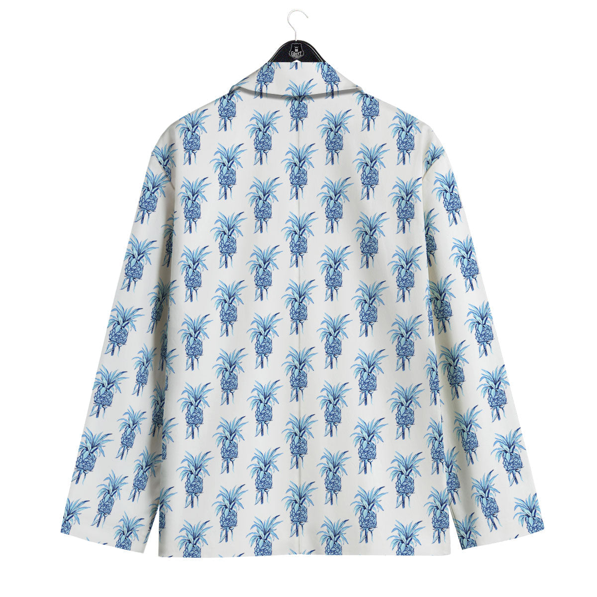 Pineapple Blue Leaf Print Pattern Men's Sport Coat-grizzshop