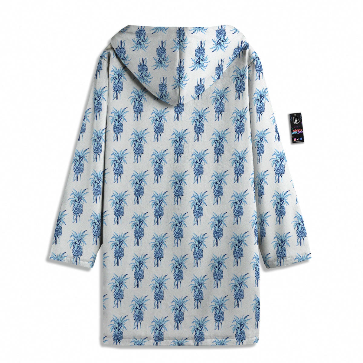 Pineapple Blue Leaf Print Pattern Men's Windbreaker Jacket-grizzshop