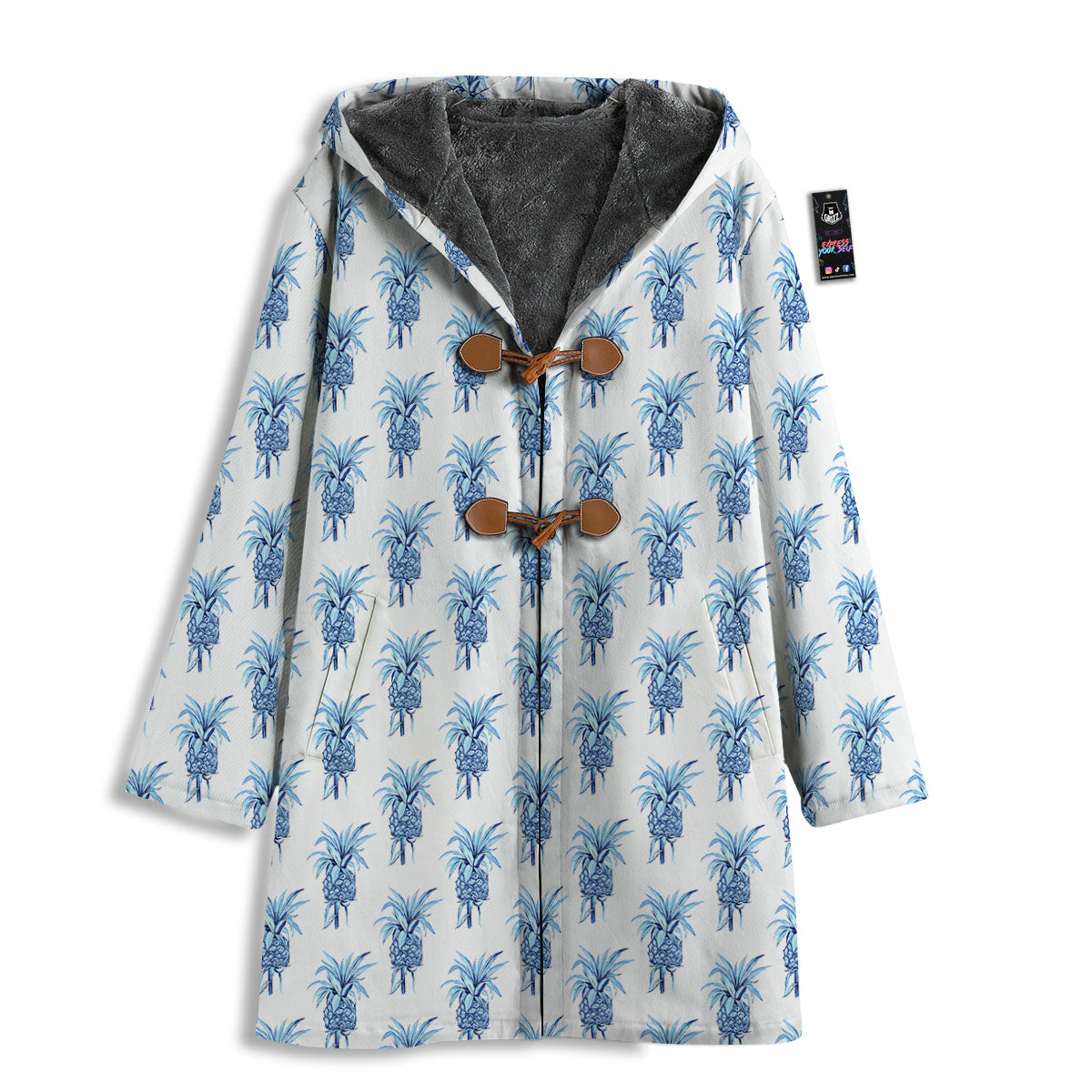 Pineapple Blue Leaf Print Pattern Men's Windbreaker Jacket-grizzshop