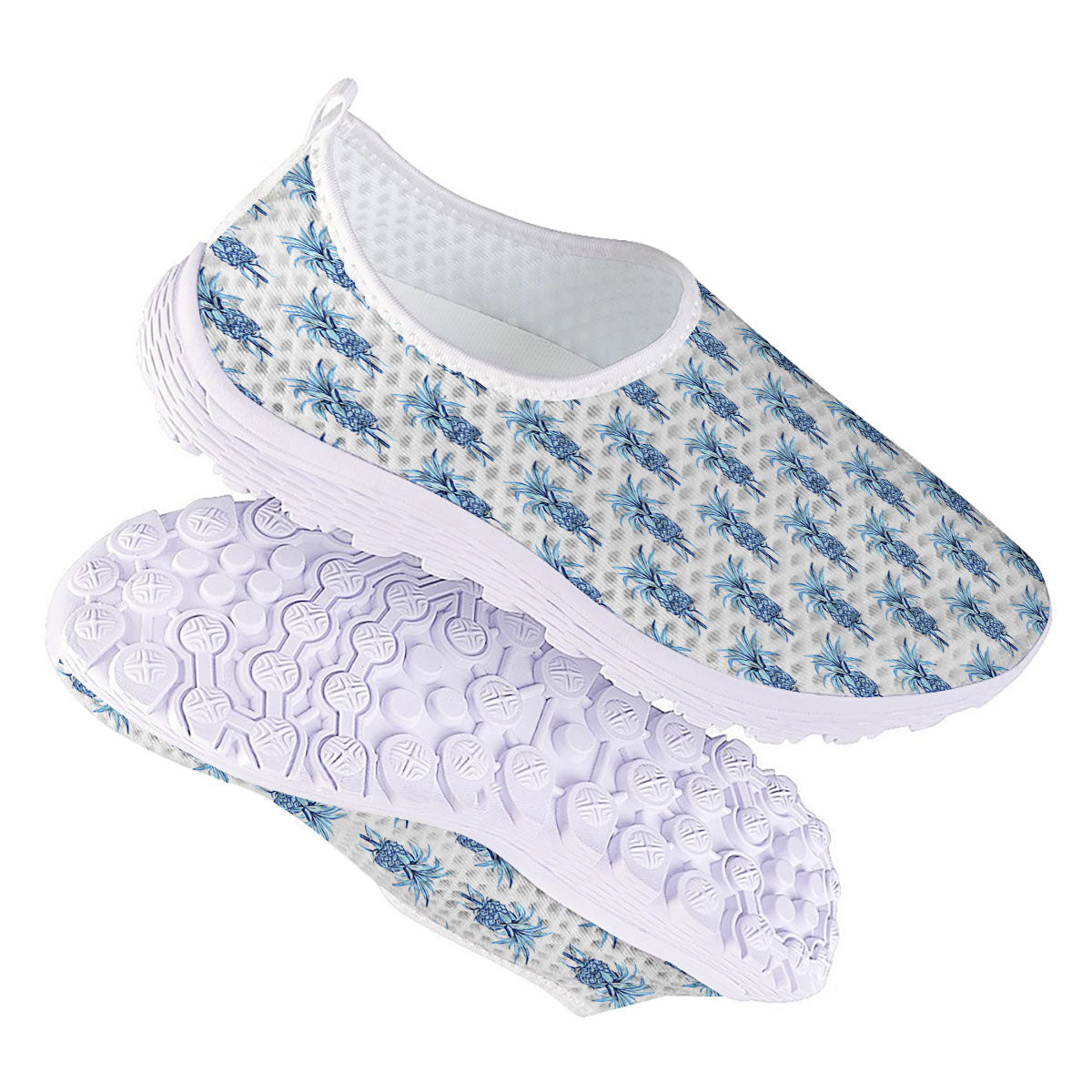Pineapple Blue Leaf Print Pattern Nurse Shoes-grizzshop