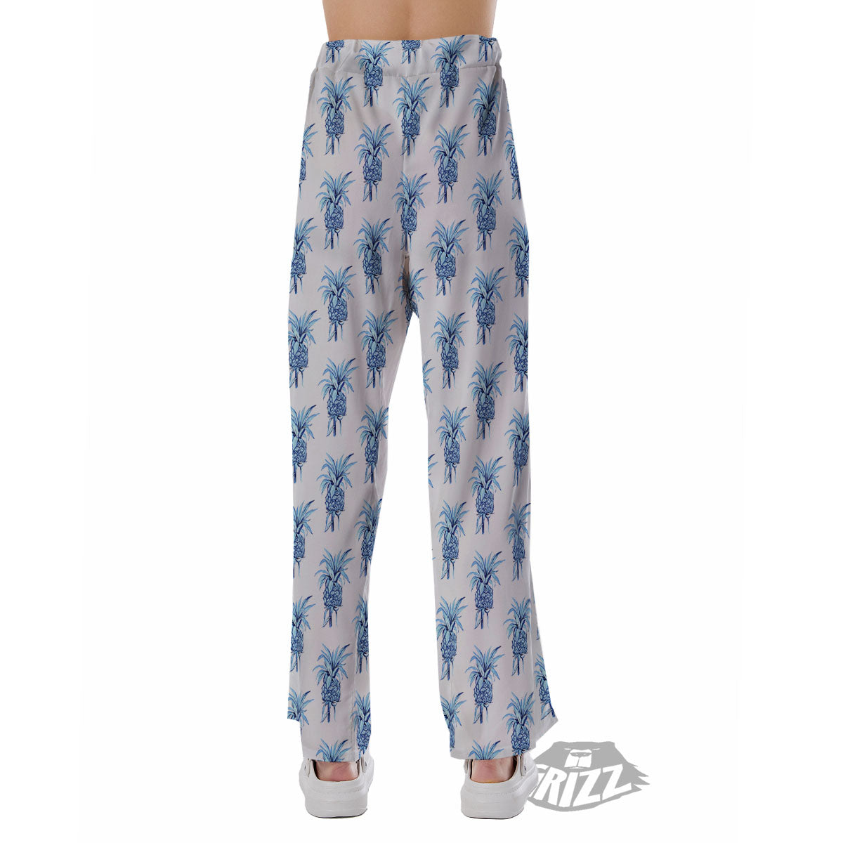 Pineapple Blue Leaf Print Pattern Pajama Pants-grizzshop