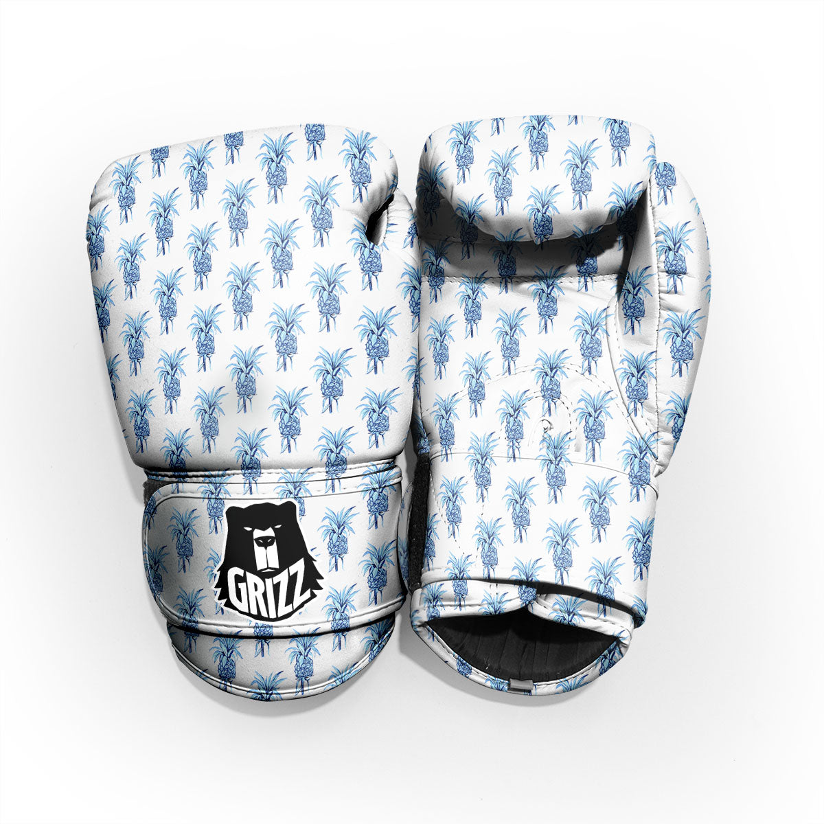 Pineapple Blue Leaf Print Pattern Pro Boxing Glove