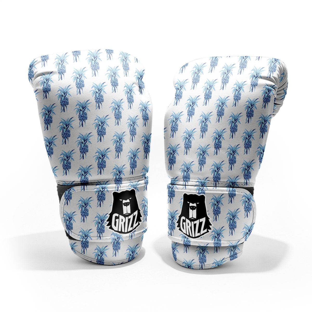 Pineapple Blue Leaf Print Pattern Pro Boxing Glove