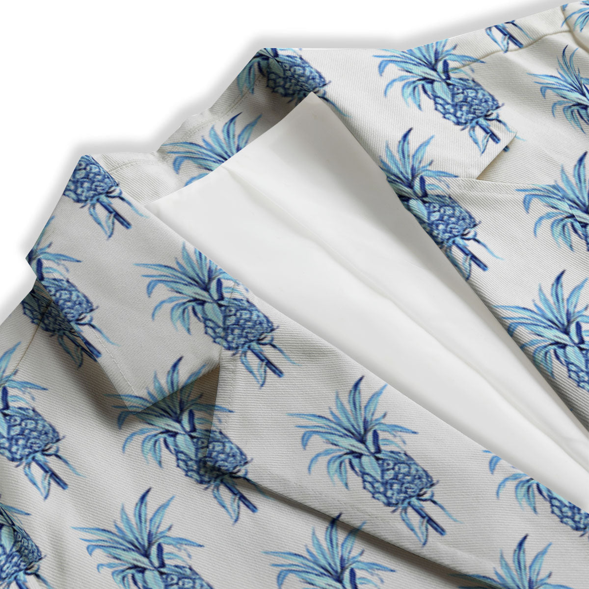 Pineapple Blue Leaf Print Pattern Women's Blazer-grizzshop