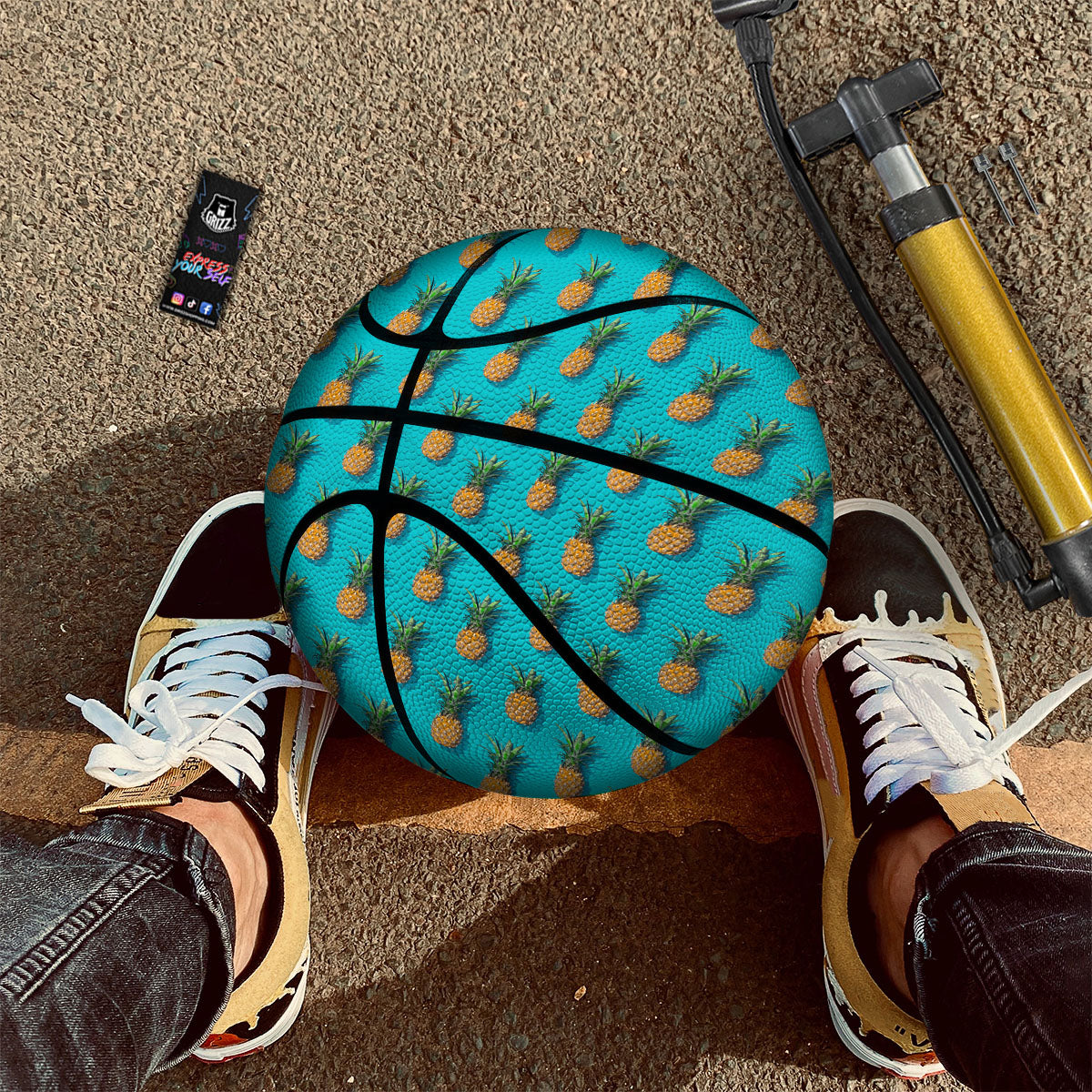 Pineapple Blue Print Pattern Basketball-grizzshop