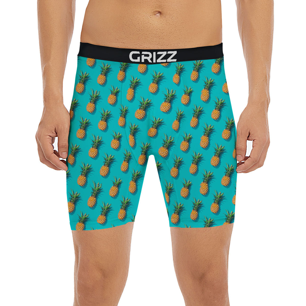 Pineapple Blue Print Pattern Boxer Briefs-grizzshop
