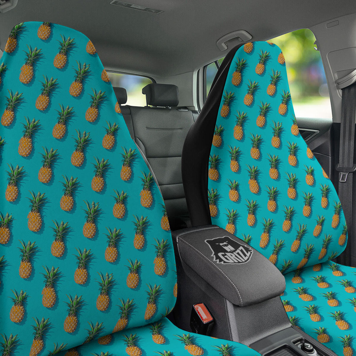 Pineapple Blue Print Pattern Car Seat Covers-grizzshop