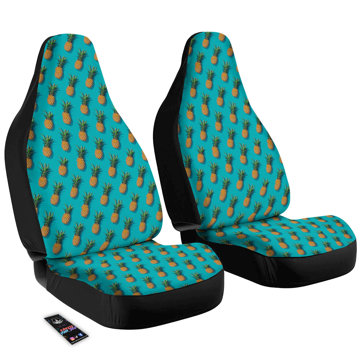 Pineapple Blue Print Pattern Car Seat Covers-grizzshop