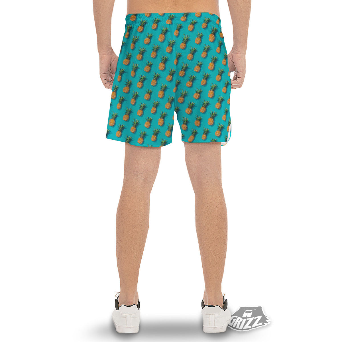 Pineapple Blue Print Pattern Men's Gym Shorts-grizzshop
